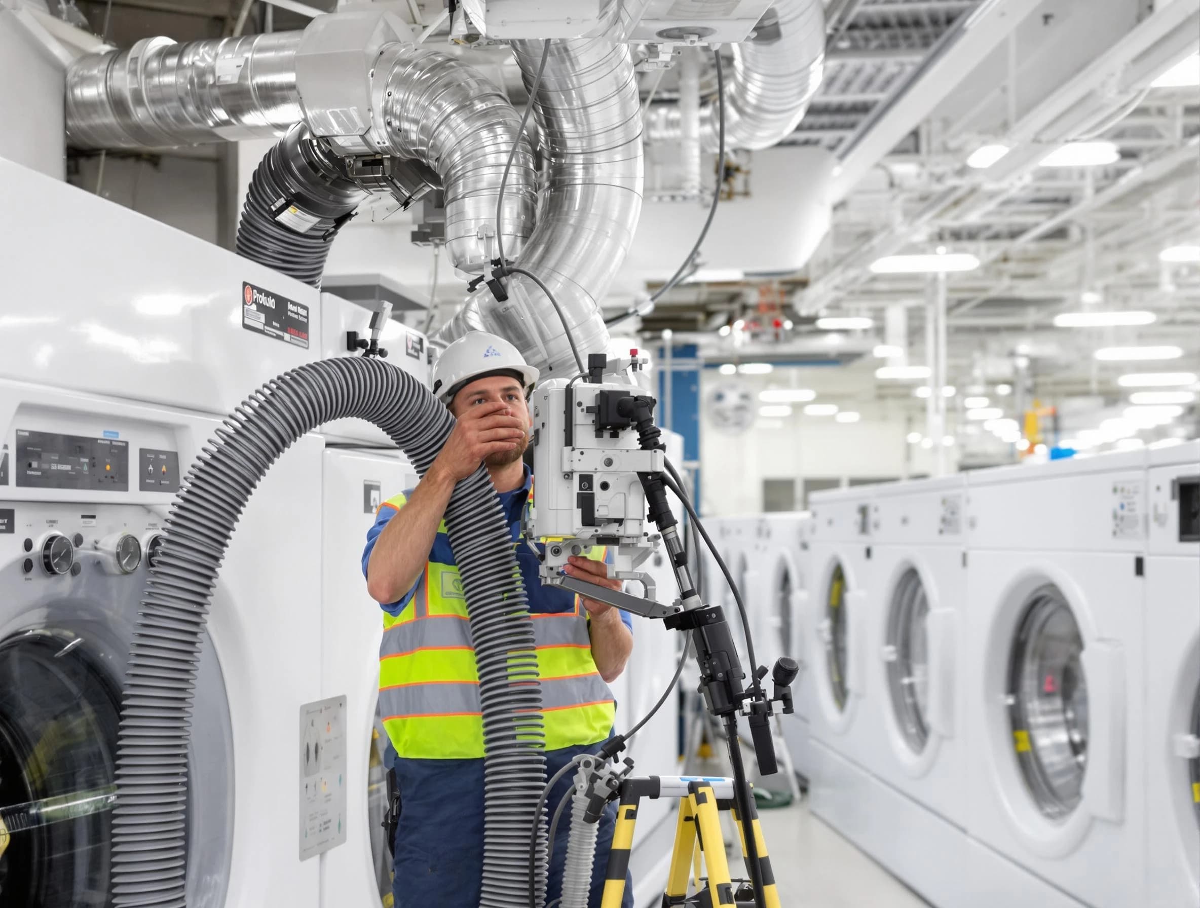 Ettrick Dryer Vent Cleaning team performing commercial-grade dryer vent cleaning at a business facility in Ettrick