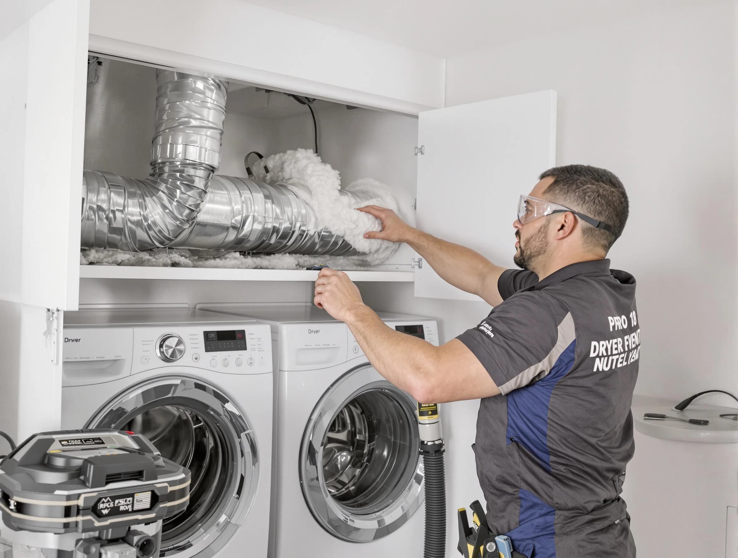 Ettrick Dryer Vent Cleaning certified technician performing specialized gas dryer vent cleaning in Ettrick