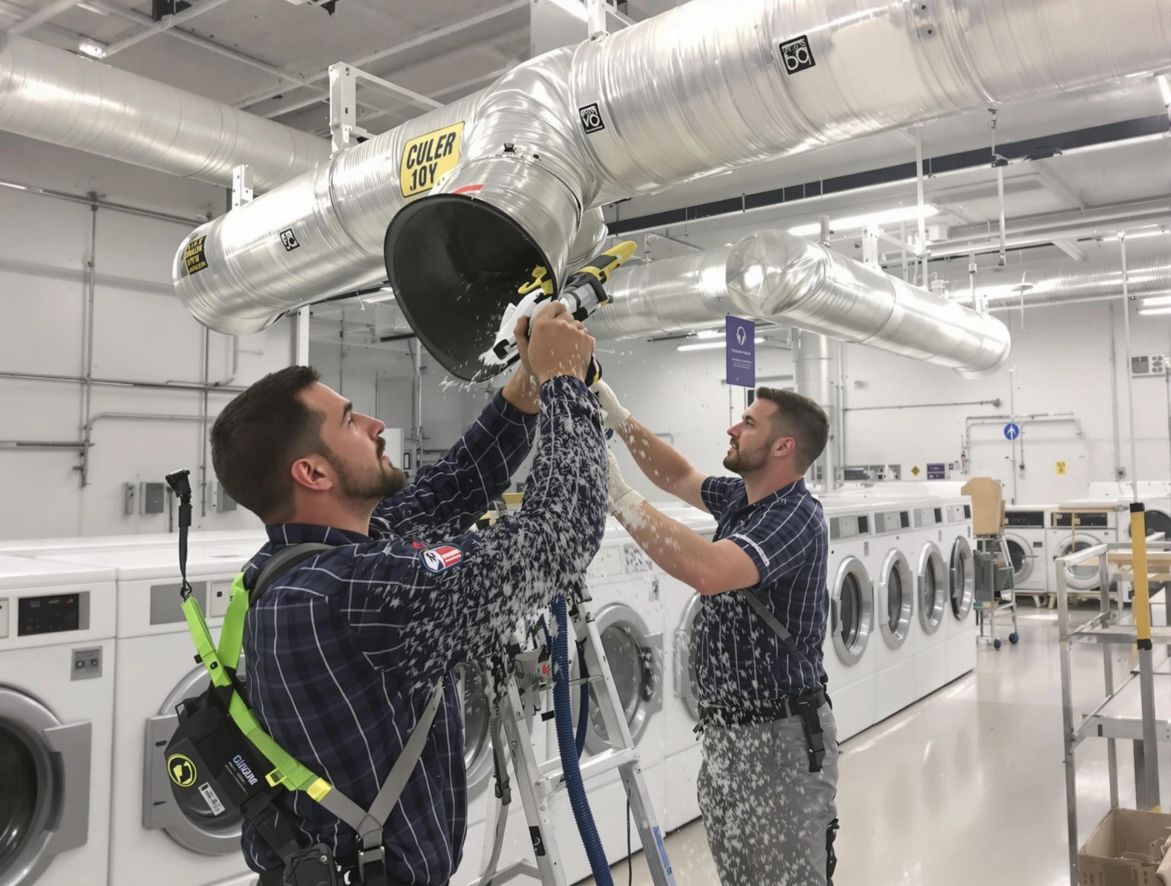 Ettrick Dryer Vent Cleaning team performing large-scale commercial dryer vent cleaning in Ettrick