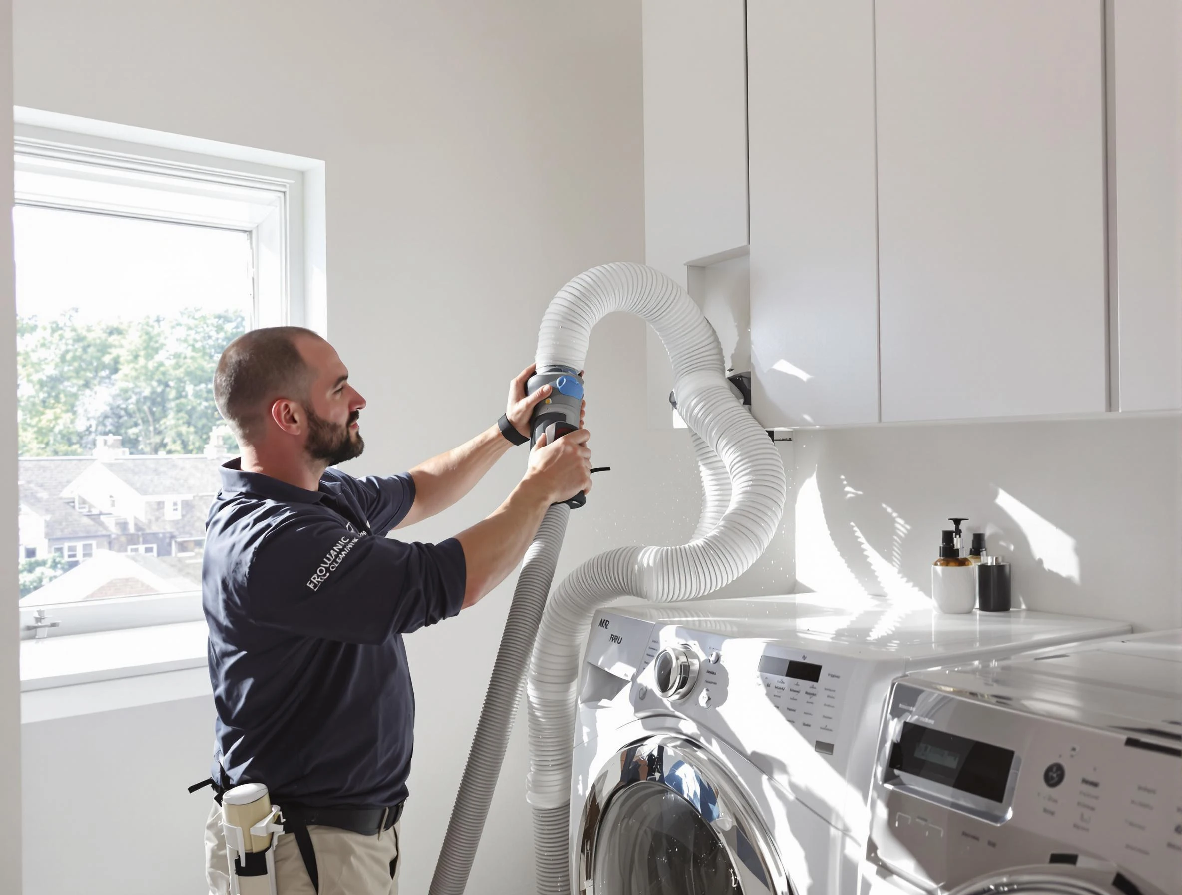 Certified Ettrick Dryer Vent Cleaning technician performing dryer vent cleaning in Ettrick